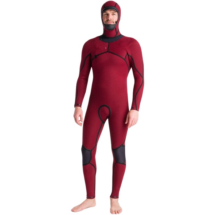 2024 C-Skins Mens NuWave ReWired 5/4mm Chest Zip Hooded Wetsuit C-NRW54MH - Black / Black x / Bluestone x